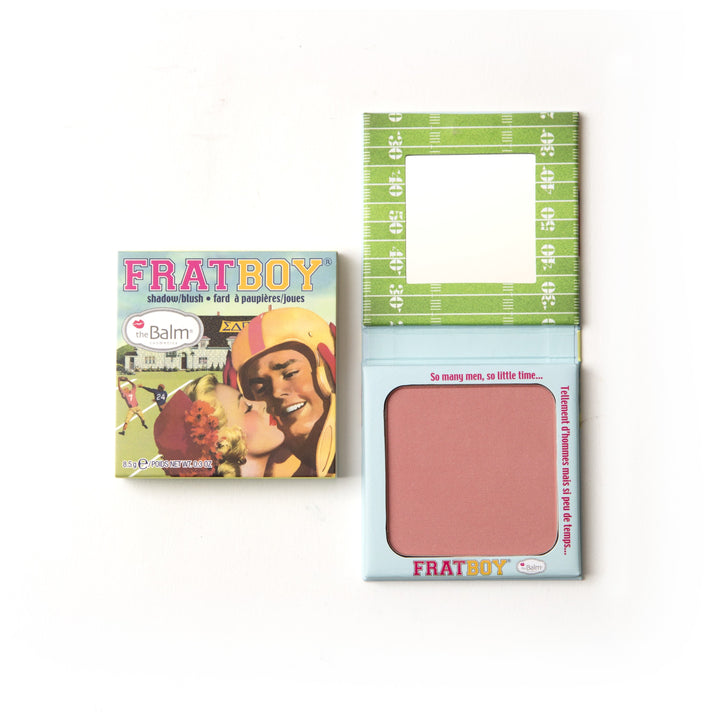 Photograph of Frat Boy shadow/blush packaging and makeup