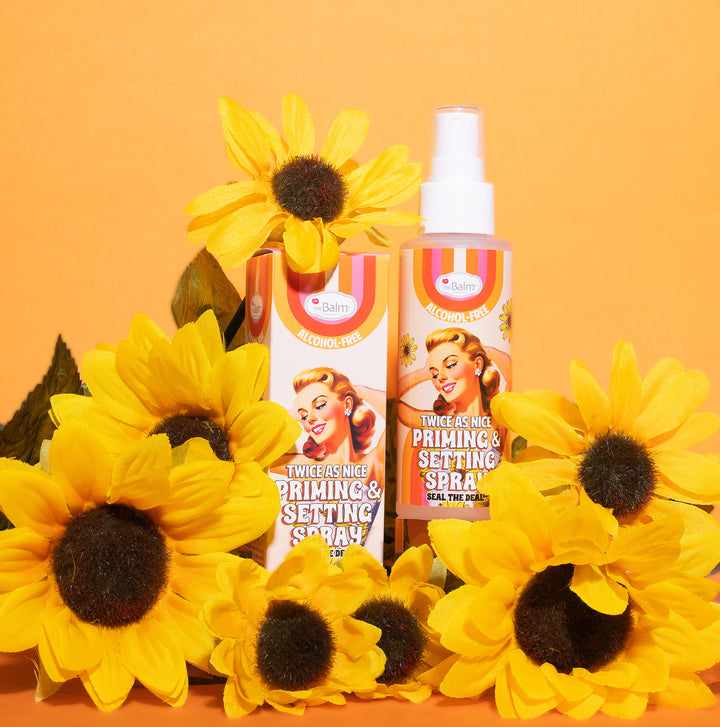 Twice as Nice Setting & Priming Spray Bottle with Box Stylized with Sunflowers