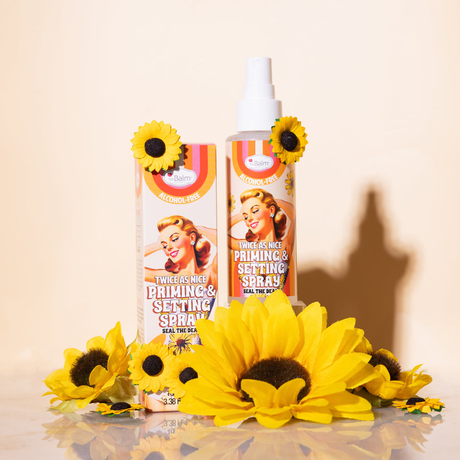 Twice as Nice Setting & Priming Spray Bottle with Box Stylized with Sunflowers