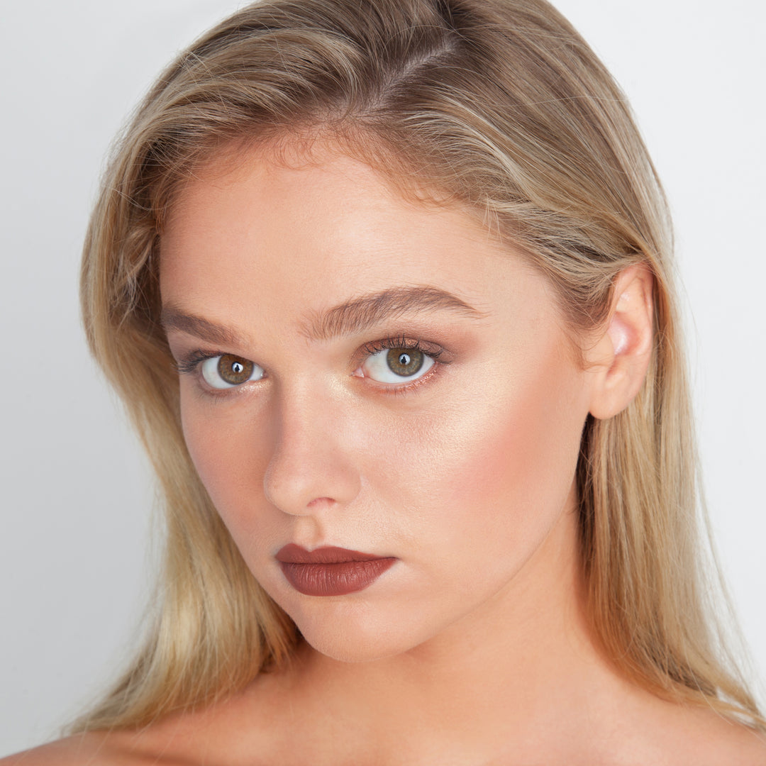 Photograph showing Bahama Mama Travel Size effect on a white model's face