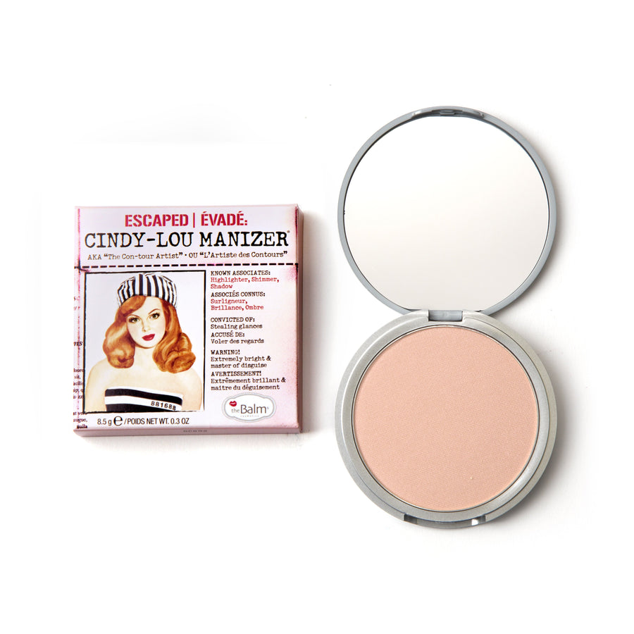 Photograph of Cindy-Lou Manizer highlighter packaging and makeup