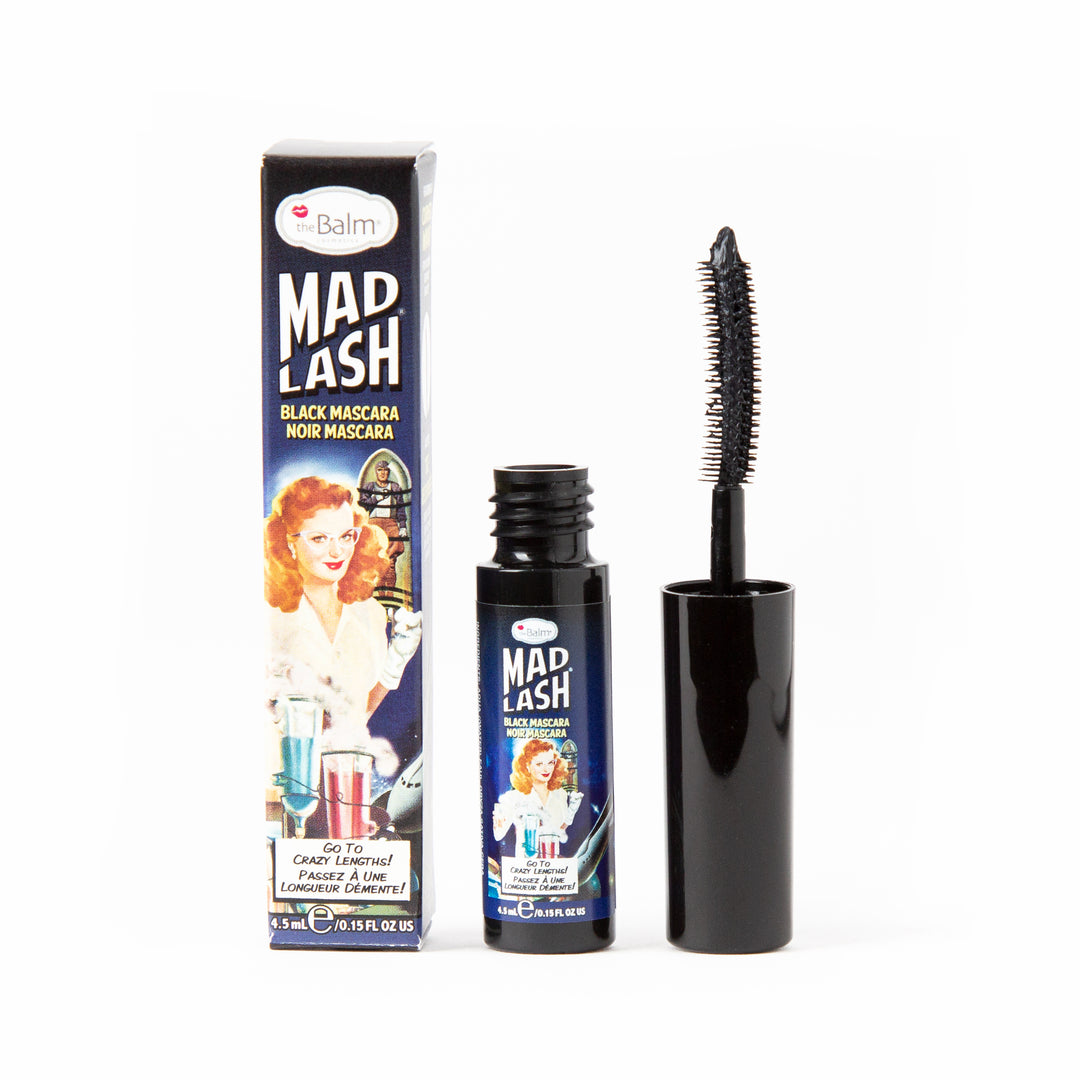 Photograph of Mad Lash travel size packaging, tube and brush