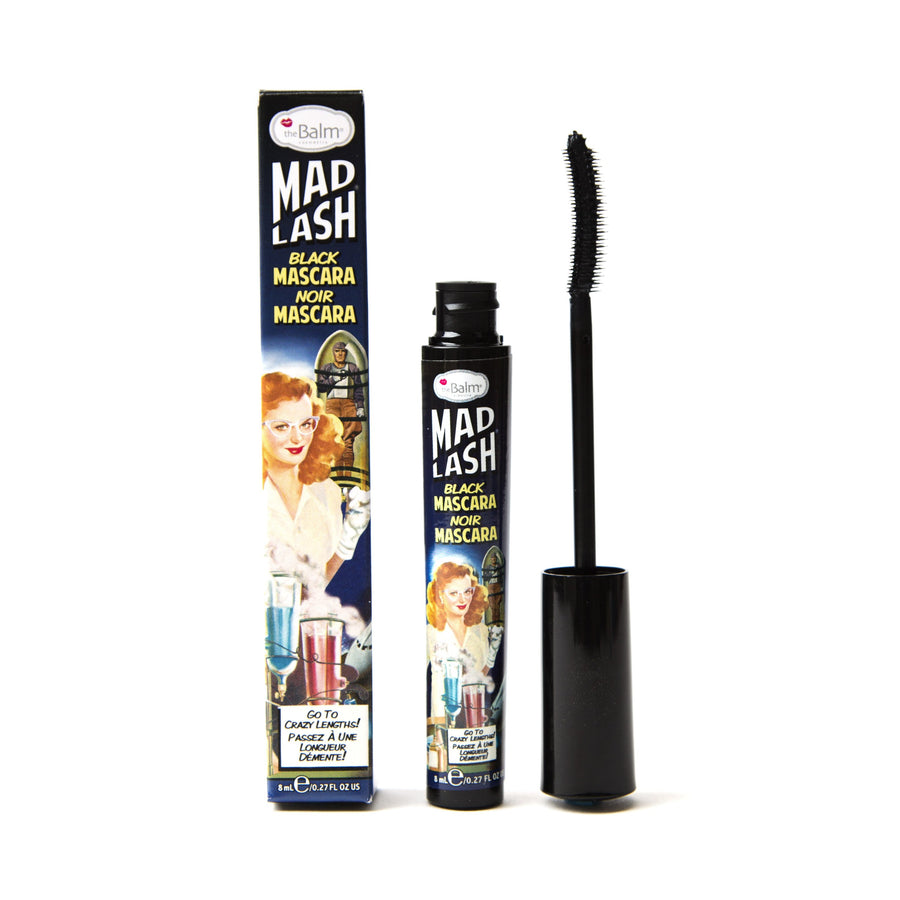 Photograph of Mad Lash mascara packaging, tube, and brush
