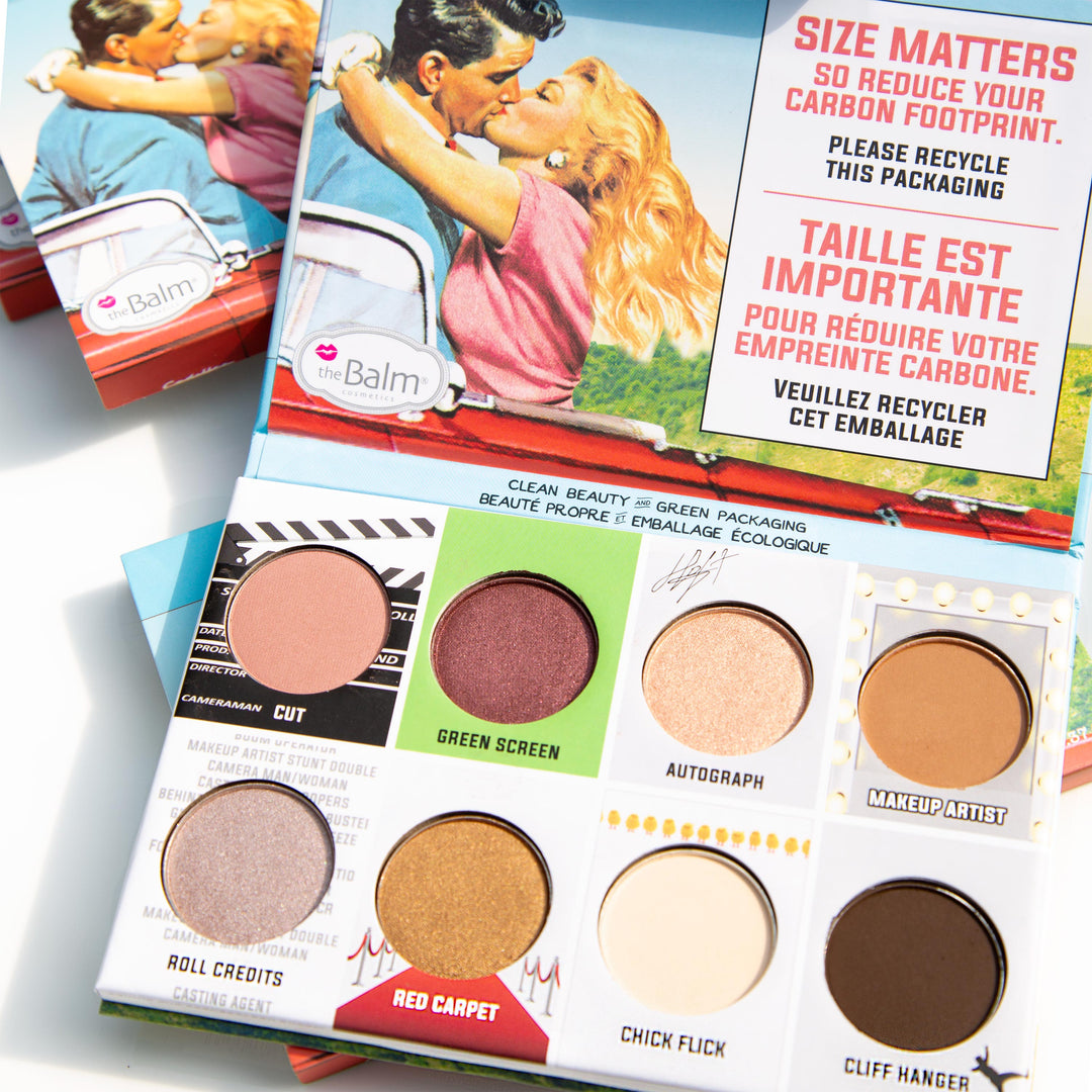 Stylized photograph of TheBalm and the Beautiful packaging and makeup